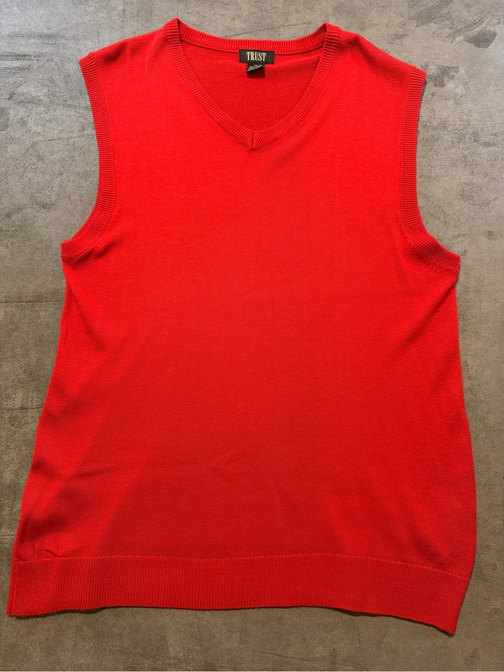 TRUST Red V-Neck Sleeveless Knit Sweater Vest